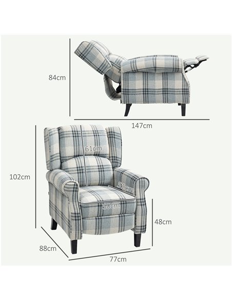 HOMCOM 160° Reclining Armchair, with Footrest - Grey - pic 121613 | FastDaddyshop