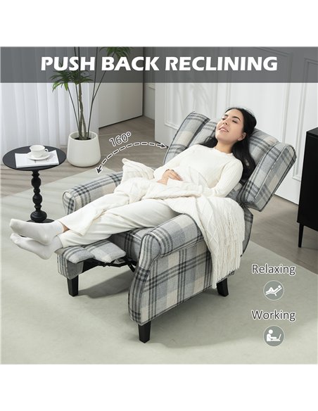 HOMCOM 160° Reclining Armchair, with Footrest - Grey - pic 121614 | FastDaddyshop