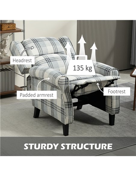 HOMCOM 160° Reclining Armchair, with Footrest - Grey - pic 121616 | FastDaddyshop
