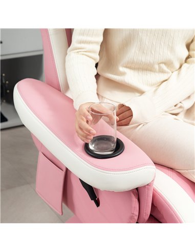 HOMCOM Manual Recliner Armchair PU Leather Lounge Chair w Adjustable Leg Rest, 135° Reclining Function, 360° Swivel, Pink