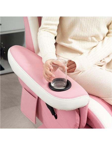 HOMCOM Manual Recliner Armchair PU Leather Lounge Chair w Adjustable Leg Rest, 135° Reclining Function, 360° Swivel, Pink - pic 121628 | FastDaddyshop