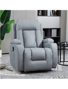 HOMCOM Massage Recliner Chair with 8 Vibration & Heat, PU Leather Recliner Armchair with Cup Holders and Side Pockets, Manual Re 2