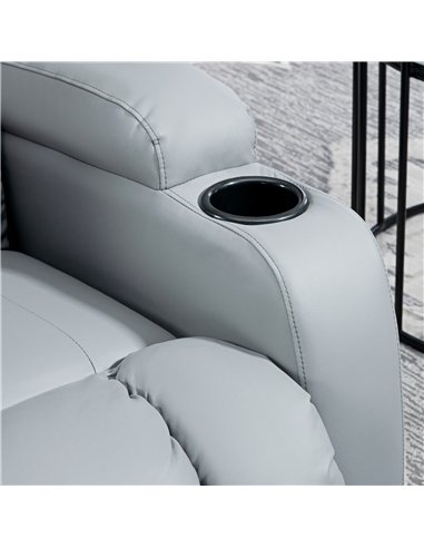 HOMCOM Massage Recliner Chair with 8 Vibration & Heat, PU Leather Recliner Armchair with Cup Holders and Side Pockets, Manual Re