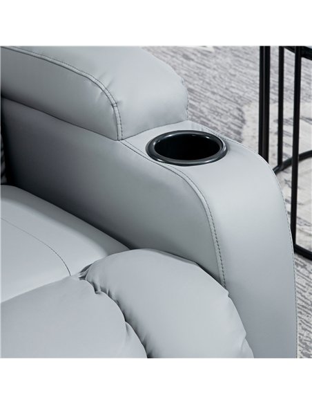 HOMCOM Massage Recliner Chair with 8 Vibration & Heat, PU Leather Recliner Armchair with Cup Holders and Side Pockets, Manual Re - pic 121637 | FastDaddyshop