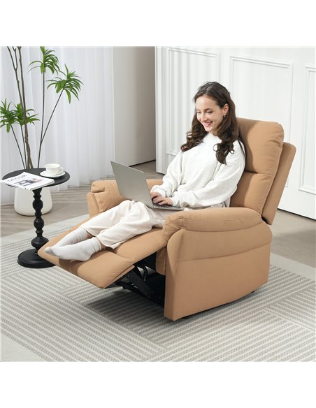 HOMCOM 140° Manual Reclining Armchair, with Footrest - Light Brown - pic 121639 | FastDaddyshop