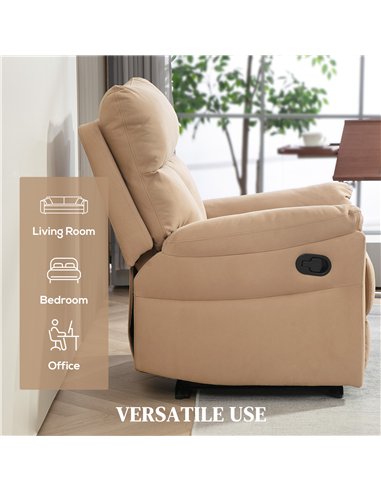 HOMCOM 140° Manual Reclining Armchair, with Footrest - Light Brown