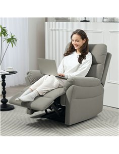 HOMCOM 140° Manual Reclining Armchair, with Footrest - Grey 2