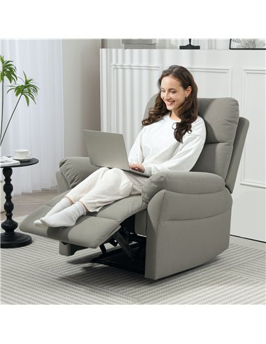 HOMCOM 140° Manual Reclining Armchair, with Footrest - Grey