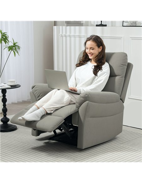 HOMCOM 140° Manual Reclining Armchair, with Footrest - Grey - pic 121648 | FastDaddyshop