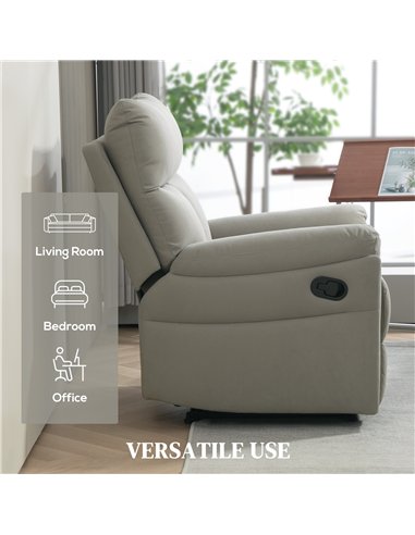 HOMCOM 140° Manual Reclining Armchair, with Footrest - Grey