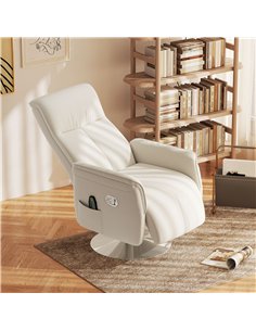 HOMCOM Massage Recliner Chair with Footstool, Upholstered Reclining Armchair with Adjustable Backrest and Steel Frame, Breathabl 2