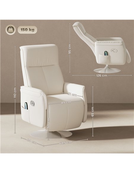 HOMCOM Massage Recliner Chair with Footstool, Upholstered Reclining Armchair with Adjustable Backrest and Steel Frame, Breathabl - pic 121658 | FastDaddyshop