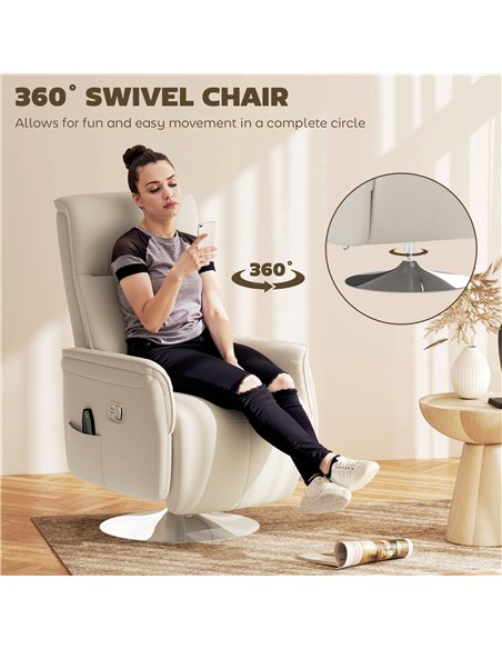 HOMCOM Massage Recliner Chair with Footstool, Upholstered Reclining Armchair with Adjustable Backrest and Steel Frame, Breathabl - pic 121659 | FastDaddyshop
