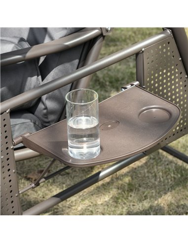 Outsunny 3 Seater Garden Swing Chair Outdoor Hammock Bench w/ Adjustable Canopy, Cushions and Cup Trays, Steel Frame, Dark Grey