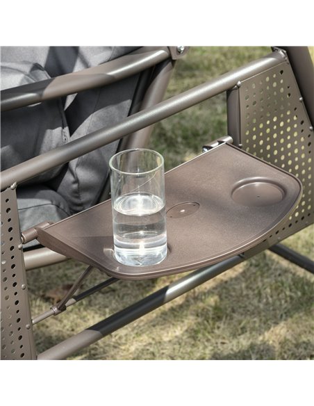 Outsunny 3 Seater Garden Swing Chair Outdoor Hammock Bench w/ Adjustable Canopy, Cushions and Cup Trays, Steel Frame, Dark Grey - pic 12166 | FastDaddyshop