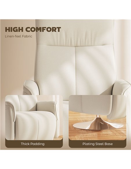 HOMCOM Massage Recliner Chair with Footstool, Upholstered Reclining Armchair with Adjustable Backrest and Steel Frame, Breathabl - pic 121660 | FastDaddyshop