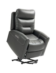 HOMCOM Power Lift Recliner Chair for Elderly, Overstuffed Faux Leather Riser and Reclining Chair with USB A+C Ports, Remote Cont