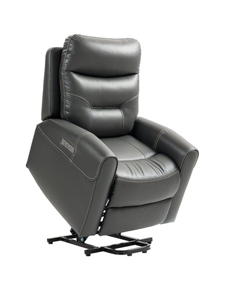 HOMCOM Power Lift Recliner Chair for Elderly, Overstuffed Faux Leather Riser and Reclining Chair with USB A+C Ports, Remote Cont - pic 121674 | FastDaddyshop