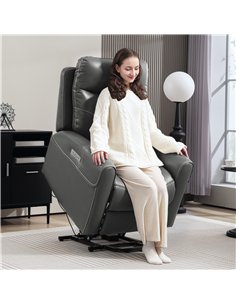 HOMCOM Power Lift Recliner Chair for Elderly, Overstuffed Faux Leather Riser and Reclining Chair with USB A+C Ports, Remote Cont 2