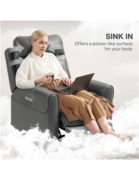 HOMCOM Power Lift Recliner Chair for Elderly, Overstuffed Faux Leather Riser and Reclining Chair with USB A+C Ports, Remote Cont - pic 121679 | FastDaddyshop