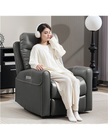 HOMCOM Power Lift Recliner Chair for Elderly, Overstuffed Faux Leather Riser and Reclining Chair with USB A+C Ports, Remote Cont