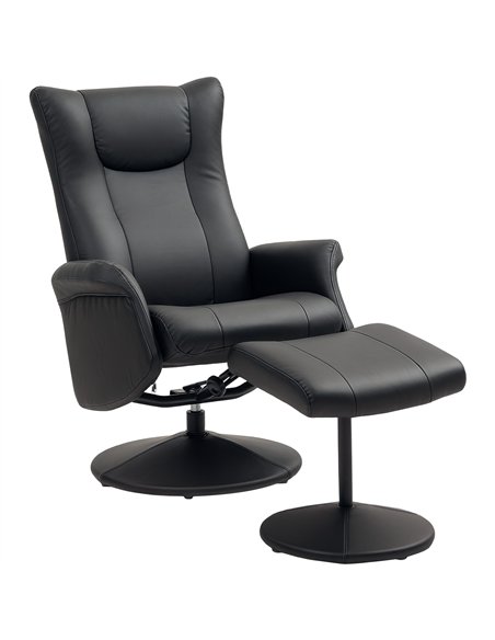 HOMCOM Swivel Recliner Chair with Footstool, PU Leather Recliner Armchair with Adjustable Back and Steel Frame, Reclining Chair  - pic 121683 | FastDaddyshop
