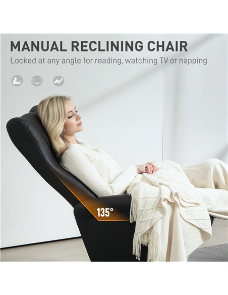 HOMCOM Swivel Recliner Chair with Footstool, PU Leather Recliner Armchair with Adjustable Back and Steel Frame, Reclining Chair  - pic 121686 | FastDaddyshop