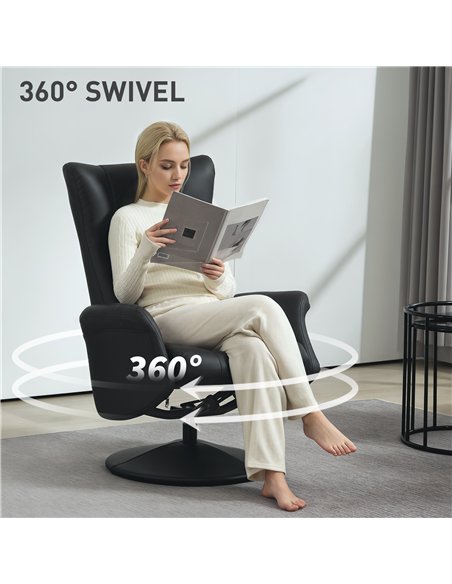 HOMCOM Swivel Recliner Chair with Footstool, PU Leather Recliner Armchair with Adjustable Back and Steel Frame, Reclining Chair  - pic 121688 | FastDaddyshop