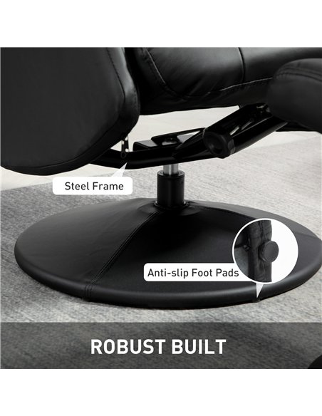 HOMCOM Swivel Recliner Chair with Footstool, PU Leather Recliner Armchair with Adjustable Back and Steel Frame, Reclining Chair  - pic 121689 | FastDaddyshop