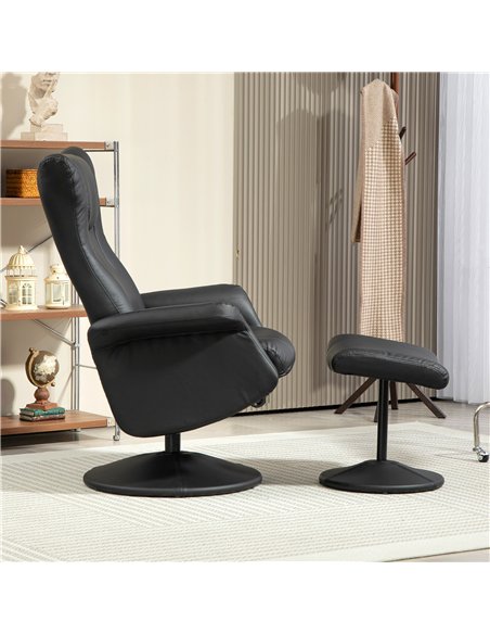 HOMCOM Swivel Recliner Chair with Footstool, PU Leather Recliner Armchair with Adjustable Back and Steel Frame, Reclining Chair  - pic 121691 | FastDaddyshop
