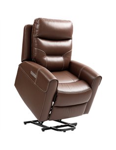 HOMCOM Power Lift Recliner Chair for Elderly, Overstuffed Faux Leather Riser and Reclining Chair with USB A+C Ports, Remote Cont