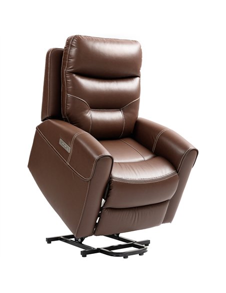HOMCOM Power Lift Recliner Chair for Elderly, Overstuffed Faux Leather Riser and Reclining Chair with USB A+C Ports, Remote Cont - pic 121692 | FastDaddyshop