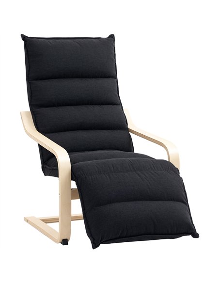 HOMCOM Birch Wood Lounge Chair, Upholstered Recliner Lounge Seat with Adjustable Footrest, Modern Armchair for Living Room, Bedr - pic 121701 | FastDaddyshop