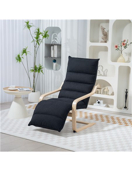 HOMCOM Birch Wood Lounge Chair, Upholstered Recliner Lounge Seat with Adjustable Footrest, Modern Armchair for Living Room, Bedr - pic 121702 | FastDaddyshop