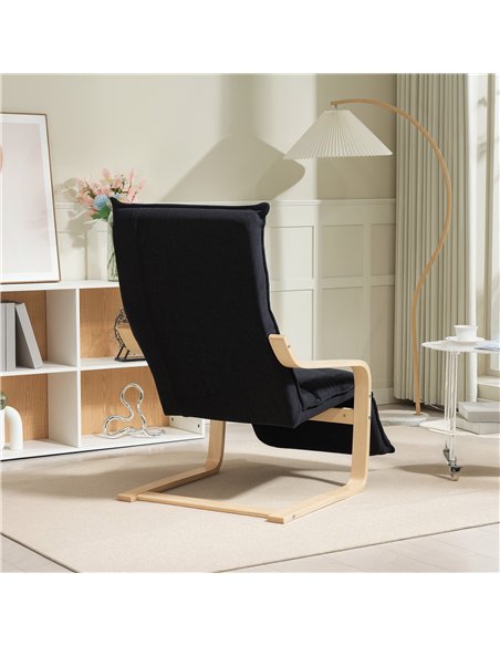 HOMCOM Birch Wood Lounge Chair, Upholstered Recliner Lounge Seat with Adjustable Footrest, Modern Armchair for Living Room, Bedr - pic 121708 | FastDaddyshop