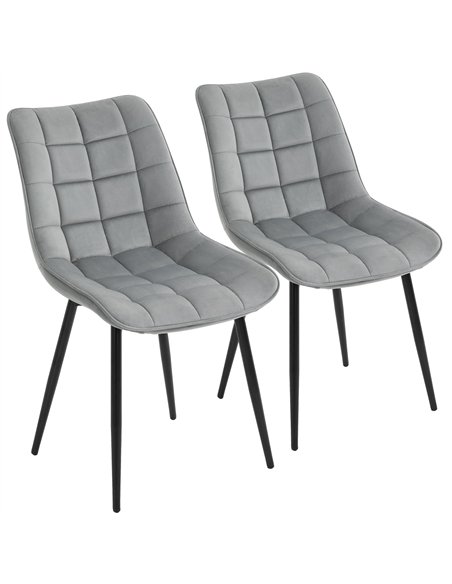 HOMCOM Upholstered Dining Chair Lounge Chair Soft Set of 2 Velvet-Touch Kitchen Reception Living Room Chair with Metal Legs, Gre - pic 121710 | FastDaddyshop