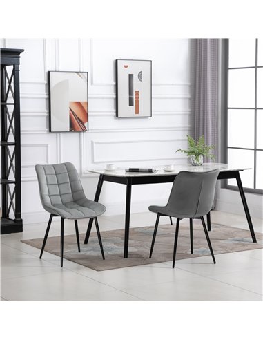 HOMCOM Upholstered Dining Chair Lounge Chair Soft Set of 2 Velvet-Touch Kitchen Reception Living Room Chair with Metal Legs, Gre