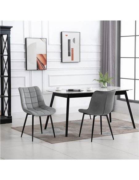HOMCOM Upholstered Dining Chair Lounge Chair Soft Set of 2 Velvet-Touch Kitchen Reception Living Room Chair with Metal Legs, Gre - pic 121711 | FastDaddyshop