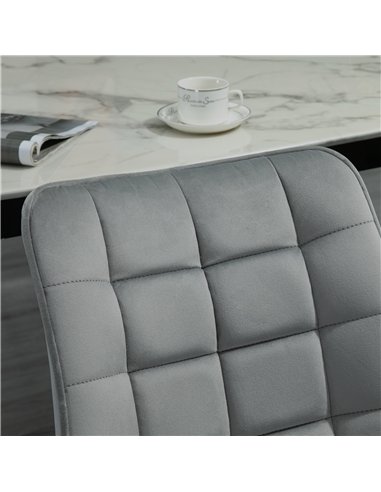 HOMCOM Upholstered Dining Chair Lounge Chair Soft Set of 2 Velvet-Touch Kitchen Reception Living Room Chair with Metal Legs, Gre