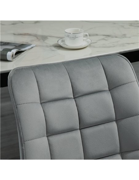 HOMCOM Upholstered Dining Chair Lounge Chair Soft Set of 2 Velvet-Touch Kitchen Reception Living Room Chair with Metal Legs, Gre - pic 121716 | FastDaddyshop