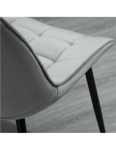 HOMCOM Upholstered Dining Chair Lounge Chair Soft Set of 2 Velvet-Touch Kitchen Reception Living Room Chair with Metal Legs, Gre
