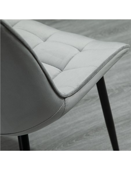 HOMCOM Upholstered Dining Chair Lounge Chair Soft Set of 2 Velvet-Touch Kitchen Reception Living Room Chair with Metal Legs, Gre - pic 121717 | FastDaddyshop