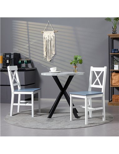 HOMCOM Dining Chairs Set of 2, Pine Wood Kitchen Chairs with Cross Back, Solid Structure for Living Room and Dining Room, White