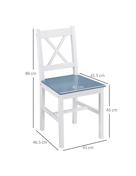 HOMCOM Dining Chairs Set of 2, Pine Wood Kitchen Chairs with Cross Back, Solid Structure for Living Room and Dining Room, White - pic 121721 | FastDaddyshop