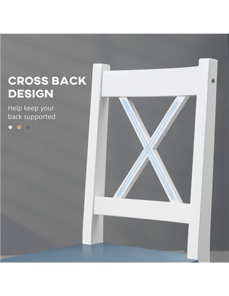 HOMCOM Dining Chairs Set of 2, Pine Wood Kitchen Chairs with Cross Back, Solid Structure for Living Room and Dining Room, White - pic 121723 | FastDaddyshop