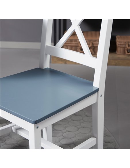 HOMCOM Dining Chairs Set of 2, Pine Wood Kitchen Chairs with Cross Back, Solid Structure for Living Room and Dining Room, White - pic 121726 | FastDaddyshop