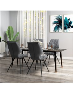 HOMCOM Set of 4 Dining Chairs, Kitchen Chairs with Metal Legs, PU Leather Seat and Backrests, Grey 2