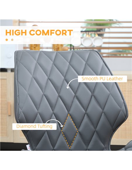 HOMCOM Set of 4 Dining Chairs, Kitchen Chairs with Metal Legs, PU Leather Seat and Backrests, Grey - pic 121732 | FastDaddyshop