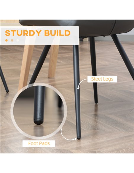 HOMCOM Set of 4 Dining Chairs, Kitchen Chairs with Metal Legs, PU Leather Seat and Backrests, Grey - pic 121733 | FastDaddyshop