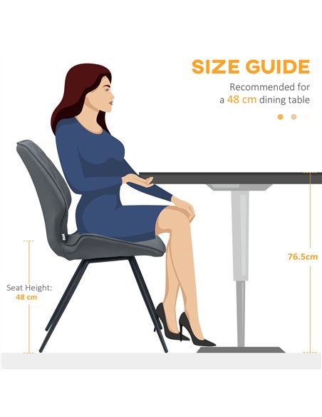 HOMCOM Set of 4 Dining Chairs, Kitchen Chairs with Metal Legs, PU Leather Seat and Backrests, Grey - pic 121734 | FastDaddyshop